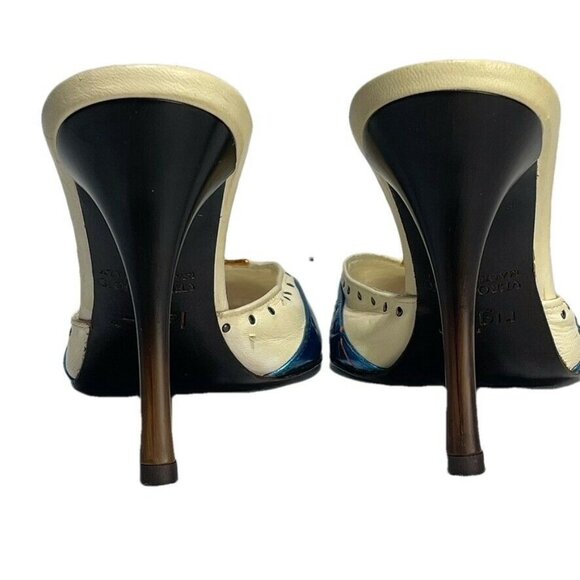 Navyboot Womens Vero Cuoio High Heel Mules Size 38 / 7.5M Leather Multicolor - Picture 6 of 10